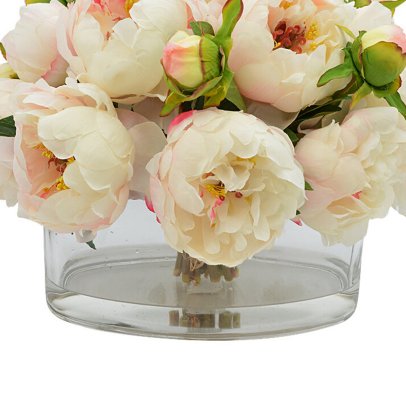 Peony Arrangement In Oblong Glass Vase