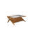 Walnut Solid Wood Coffee Table with Tempered Glass Top and Angular Lower Storage