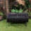 Deko Living 35 Inch Rectangular Outdoor Metal Wood Burning Barrel Firepit with Screen Lid and Poker
