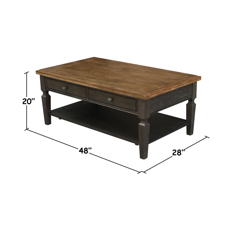 Briseno Solid Wood Single Coffee Table, Hickory/Washed Coal