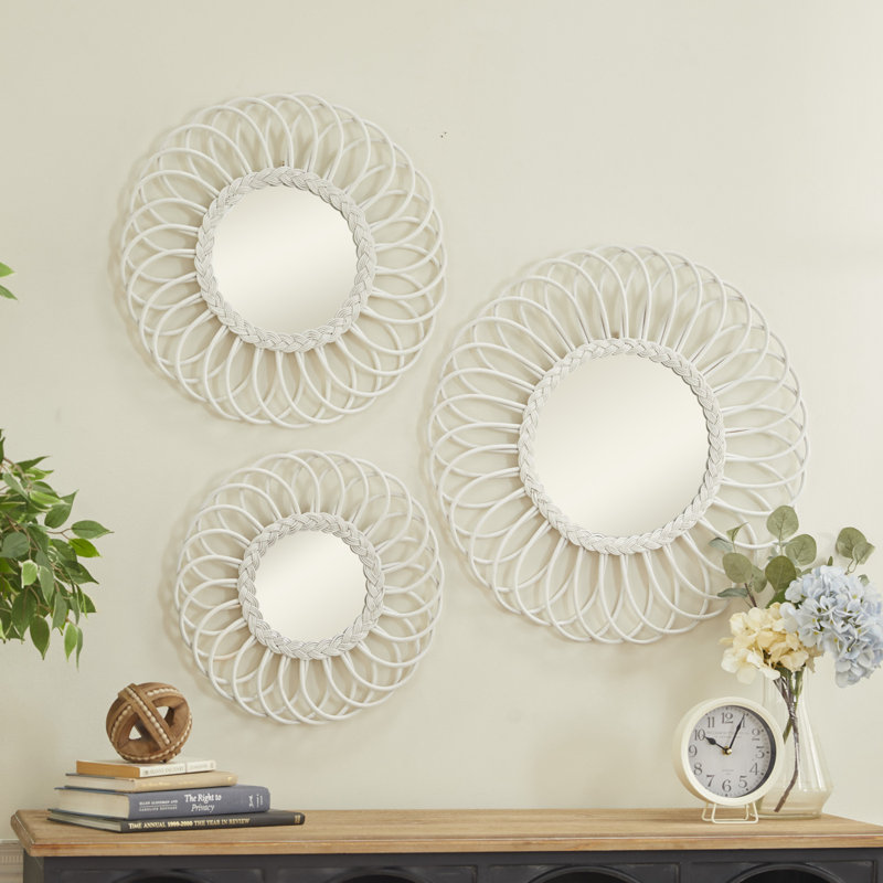 Solid Wood Circle Wall Mirror