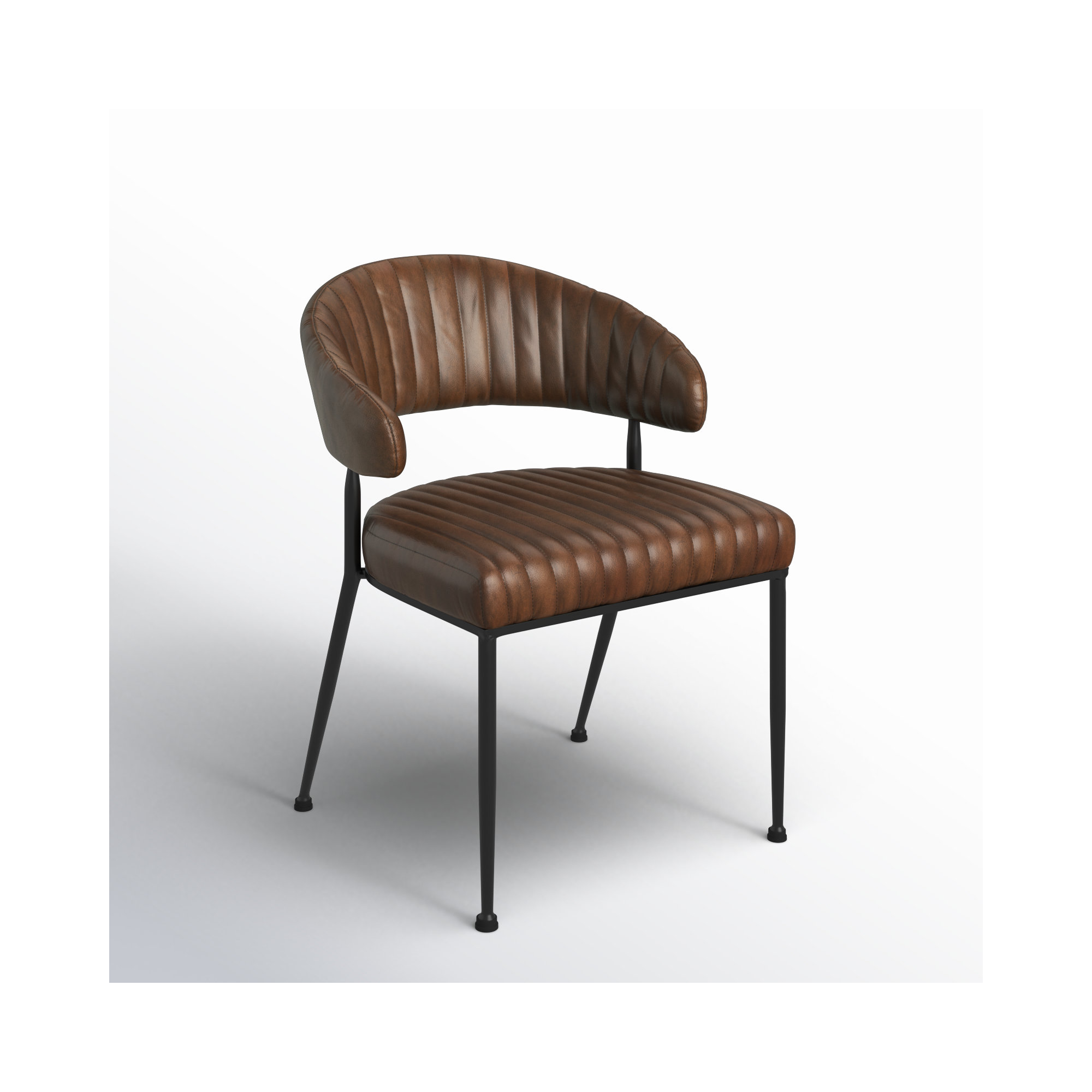 Romantas Leather Side Chair, Brown