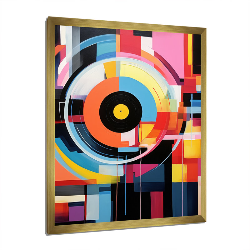 Popart, disque vinyle Reverie I sur toile, Cadre doré à une seule photo, H 32 po x l 16 po x P 1 po