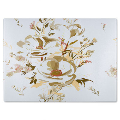 Flower Print Glass Chopping Board