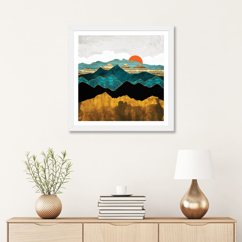Turquoise Vista - imprimé, H 24 po x l 24 po x p 1 po, Encadré par un papier blanc
