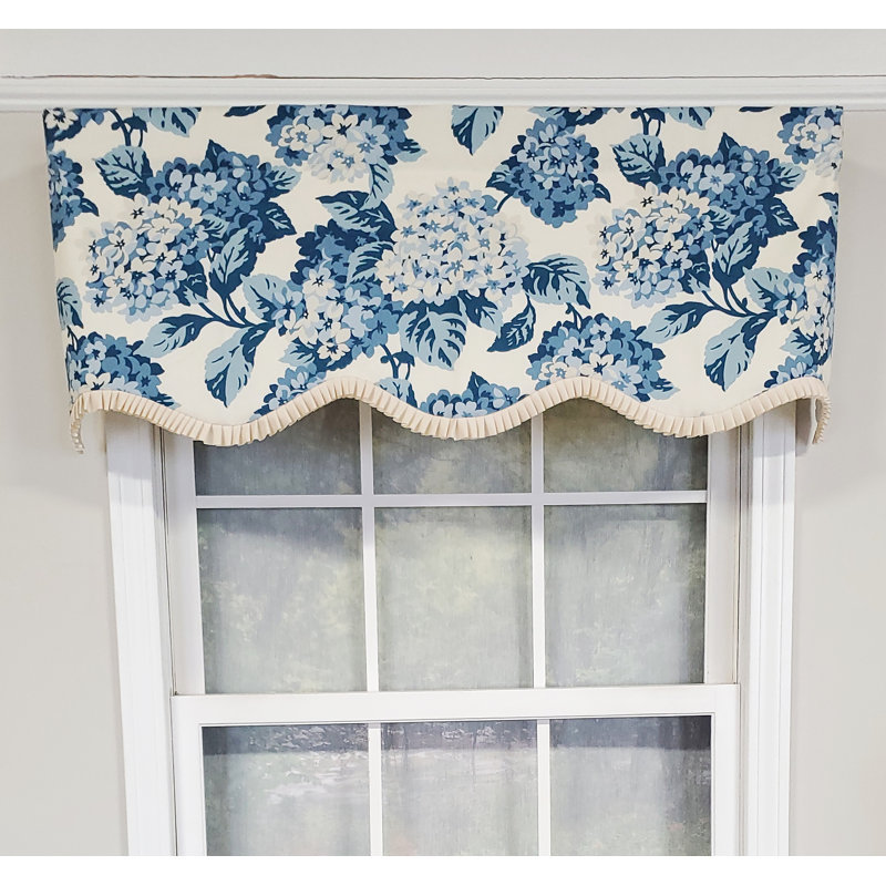 Cantonnière festonnée l 50 po Summerwind Provance, Porcelaine bleue