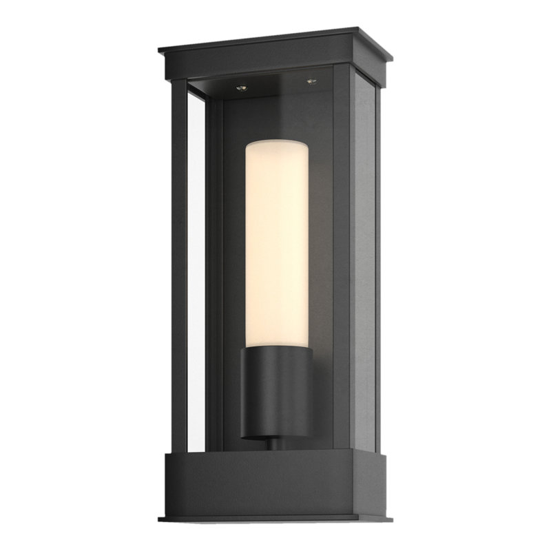 Portico Outdoor Wall Lantern, 14.8" H x 6.3" W x 4" D, Coastal Black, Opal Glass