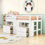 Lit mezzanine simple en bois avec tablettes de rangement, tiroirs et armoire-1608353324