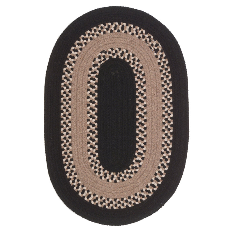 Tapis réversible en mélange de laine Schœnock - Noir, Ovale 15 pi x 20 pi