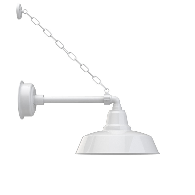 Luminaire de grange d'extérieur à DEL Vandervliet, H 10 po x l 14 po x P 24 po, Blanc