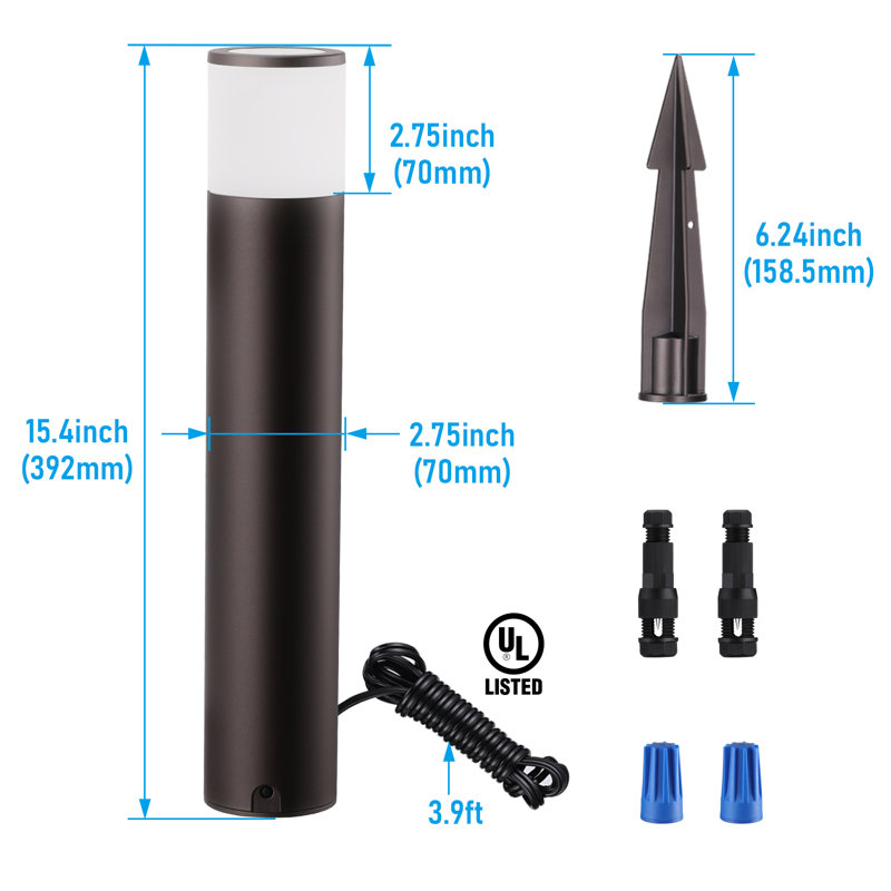 Borne d'éclairage 5W 5W à basse tension 5W, éclairage de sentier lumineux 360 °, éclairage de paysage 12-24V CA / CC