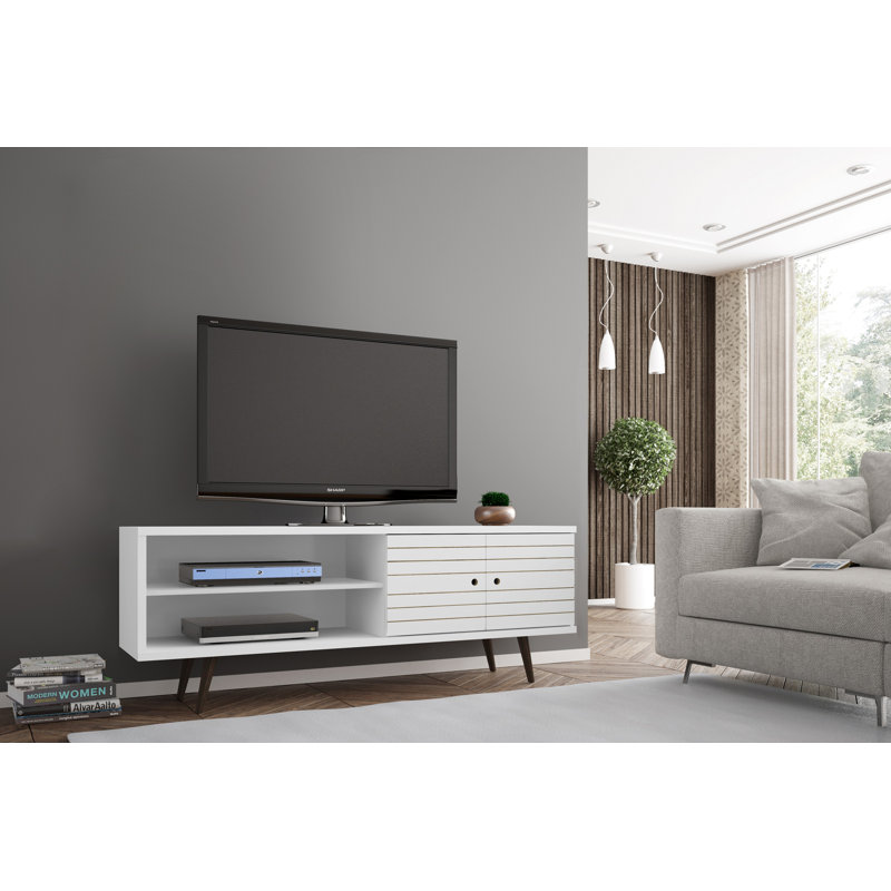 Modern White 63 Inch TV Stand Media Console For Living Room Storage |Gift Idea, White