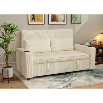 2 Seater Linen Blend Sofa Bed