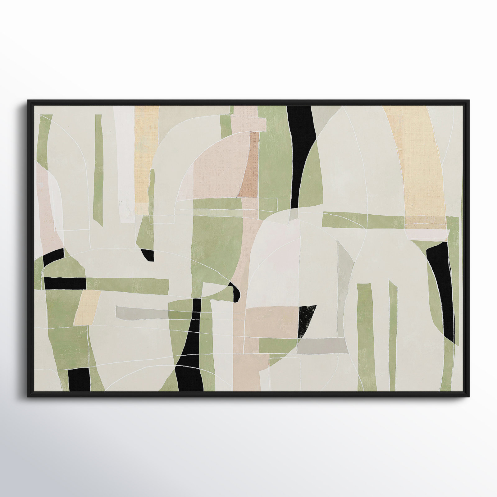 Sunny Barcelona - Floater Frame Canvas, Black, 61.5" W x 41.5" H