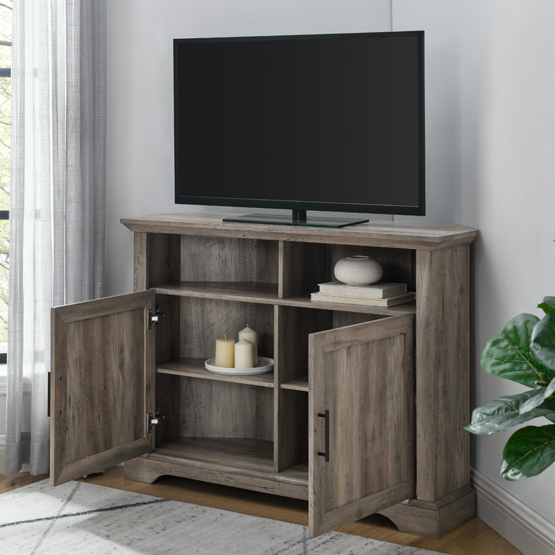 Trombly Unfinished Corner TV Stand for TVs up to 50", Grey Wash