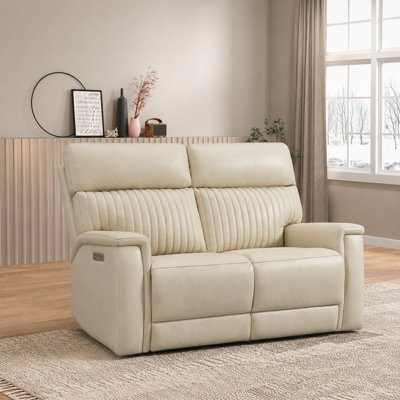 Leather Power Reclining Loveseat with Zero Gravity Lumbar Support and Built-In USB Port