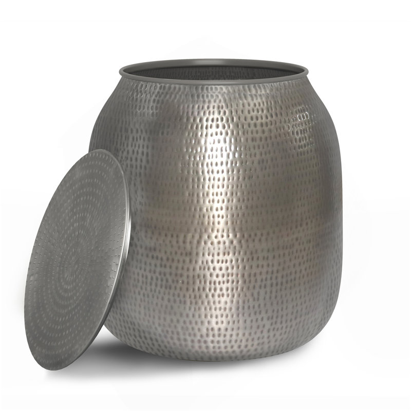 Griffen - Table d'appoint de rangement en métal - Argent antique, Gris