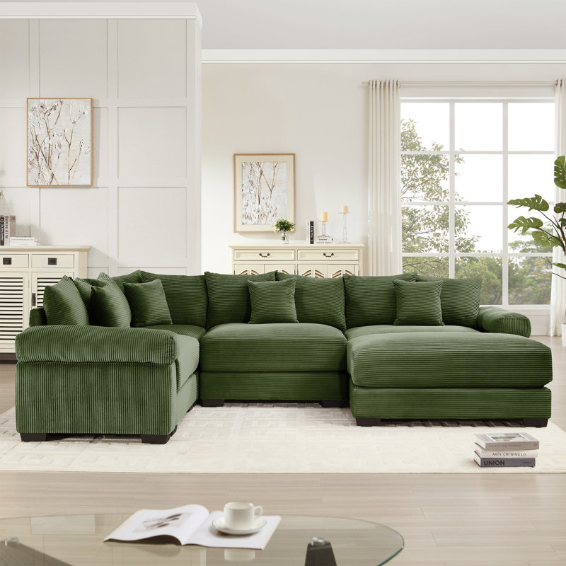Canapé modulaire surdimensionné surdimensionné en nuage, canapé modulaire convertible, accoudoirs très épais avec méridienne, tissu velours côtelé de qualité supérieure, conception ergonomique, assemblage facile, pour le salon, la chambre à coucher