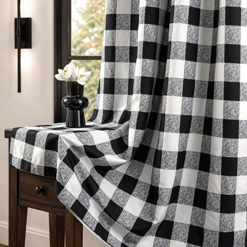 Burtonsville Buffalo Plaid Curtains 2 Panels Grommet Curtain Blackout Thermal Insulated Window Drapes, Black, 52" W x 54" L