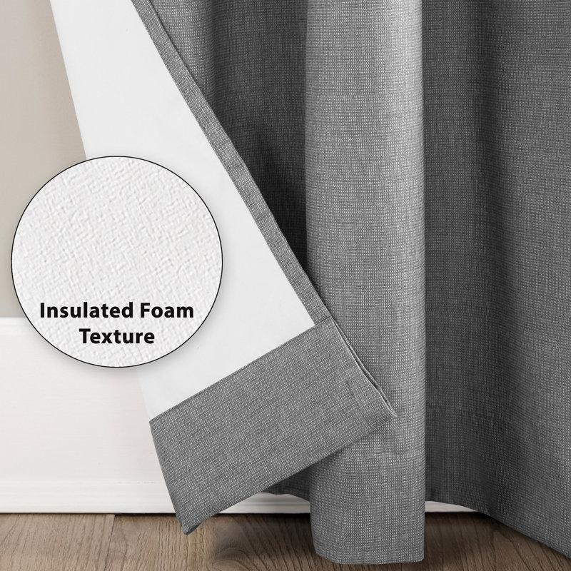 Gray Polyester Blackout Grommet Curtain Panel 50x108