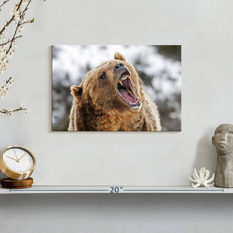 Roaring Grizzly Bear, 8" H x 12" W