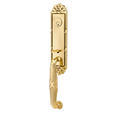 Ribbon and Reed Handleset with Single Cylinder Deadbolt and Door and Rosette