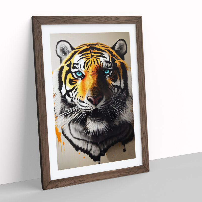 Splashed Tiger - Framed Print, 64cm H x 46cm W x 2cm D, Walnut Framed