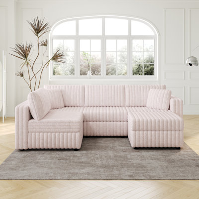 Laneah U-Shaped Upholstered Sectional Sofa with Storage Ottoman