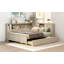 Lit de jour double en bois avec tablettes de rangement et lit gigogne