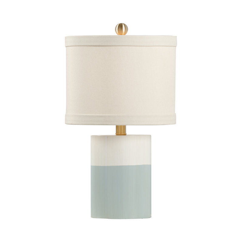 Banded Solid Wood Table Lamp, Cream/Blue