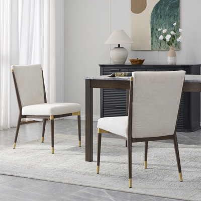 Blondell Modern Glam Iron Upholstered Armless Dining Chair with Toothpick Back