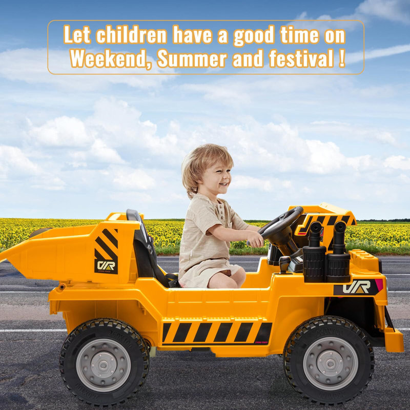 Hetoy Ride On Dump Truck, 12V Ride On Car With Remote Control
