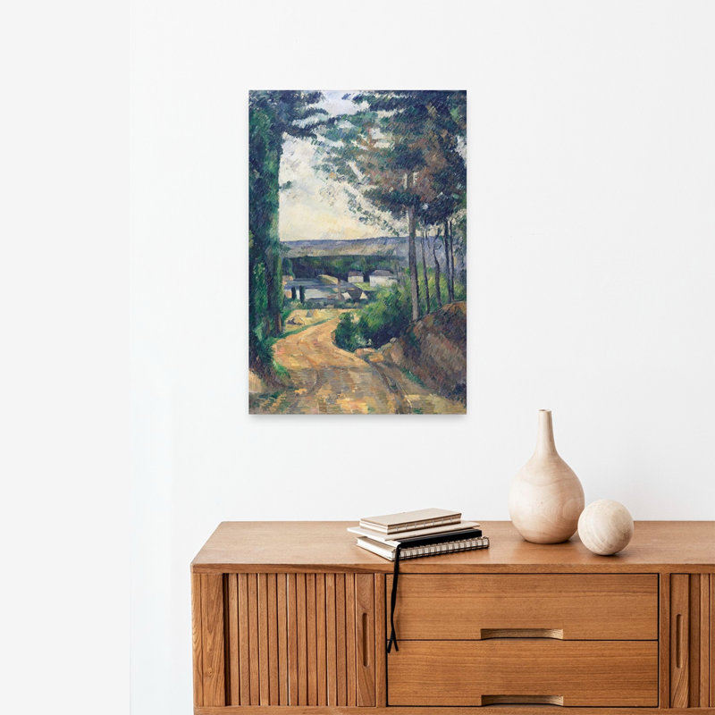Chemin menant au lac, 1880 - Impressionnisme abstrait contemporain - Paysage arboré, H 24 po x l 16 po