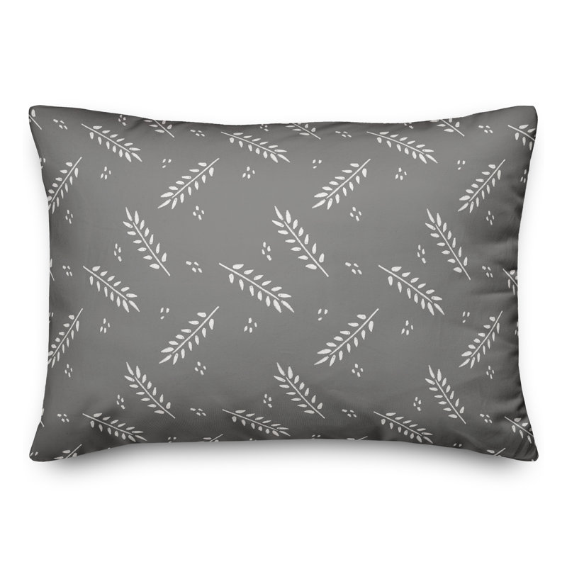  Coussin décoratif floral intérieur / extérieur en polyester, H 14 po x l 20 po, Gris
