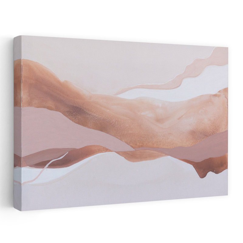 Devochkina - forme abstraite de paysage contemporain contemporain de minimalisme à vagues roses, H 36 po x l 24 po