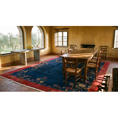Tapis floral en laine noué à la main motif floral des années 1920