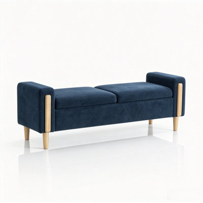 Banc de rangement en chenille de 167 cm avec double couvercle et double compartiment, banc de bout de lit