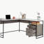 Bureau en L au design minimaliste, finition brune