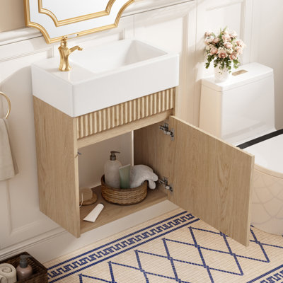 Meuble-lavabo suspendu de 47 cm avec lavabo en résine