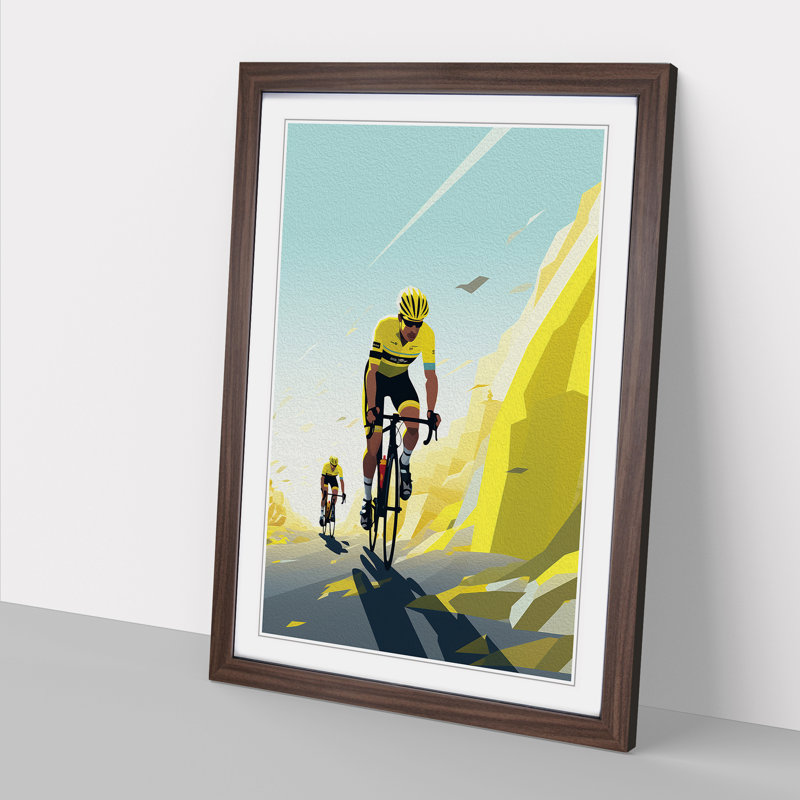 XYZ-FRM-V1223-6207 Tour De France Minimalism - Single Picture Frame Print on Wood, Walnut , 46cm H x 34cm W x 2cm D
