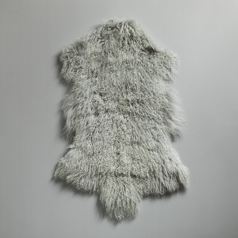 Light Gray Mongolian Lamb Fur Rug