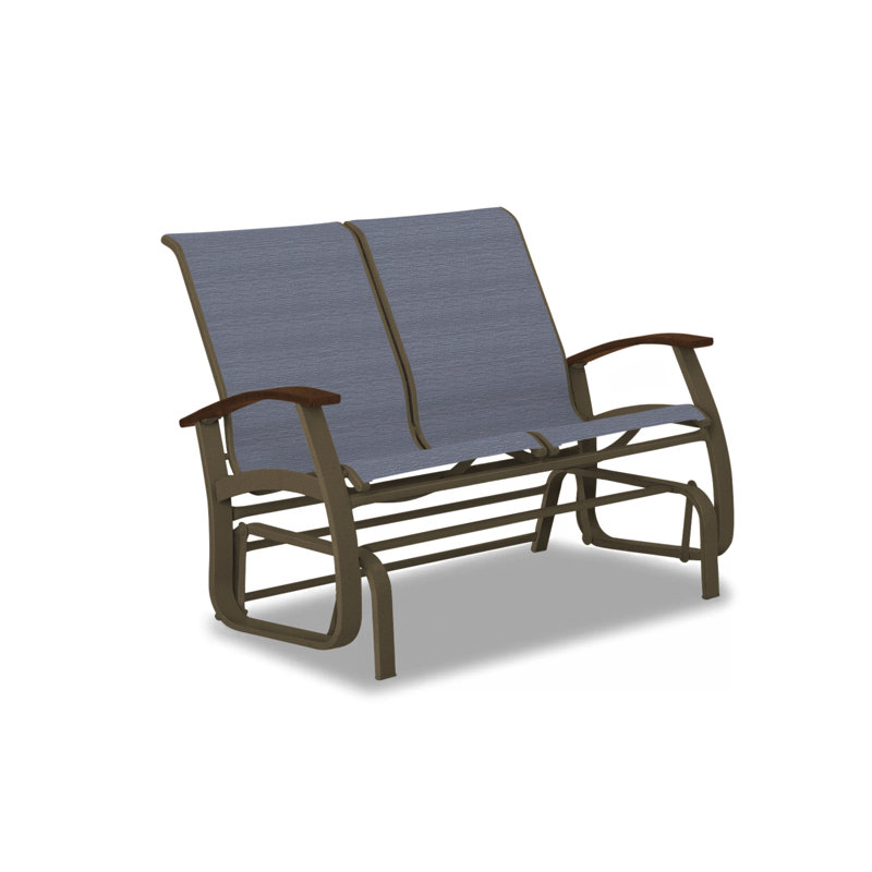 Belle Isle Outdoor Glider, Textured Beachwood, Kona P10, Aqua