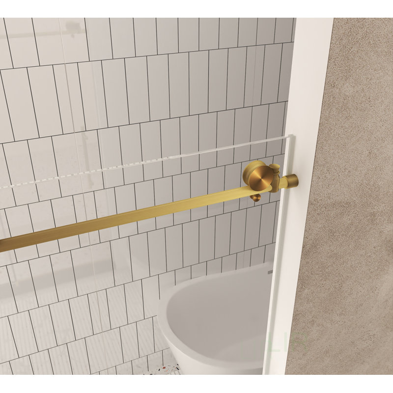Frameless Shower Door With Clear Tempered Glass, Explosion Proof Film, And Stainless Steel Handle For Modern Bathrooms, Shower Door