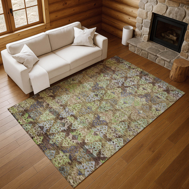 Premium Machine Washable Marasco AMF1637 Diamonds Rug, Rectangle 9' x 12'