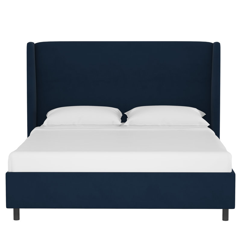 Tilly Upholstered Low Profile Platform Bed, Queen, Classic Ink Performance Velvet