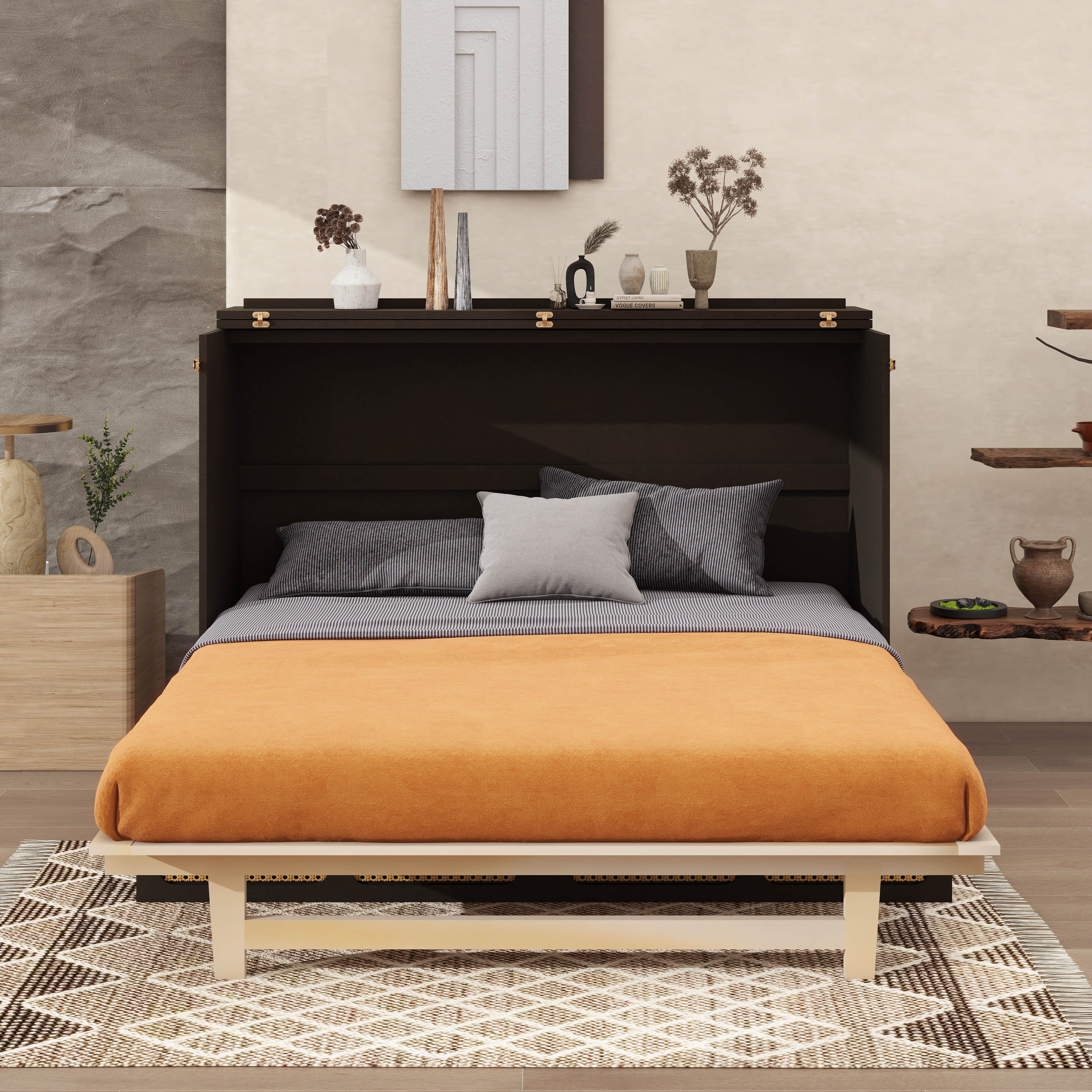Loon Peak® Queen-Sized Murphy Bed Featuring Spacious Storage Drawers ...