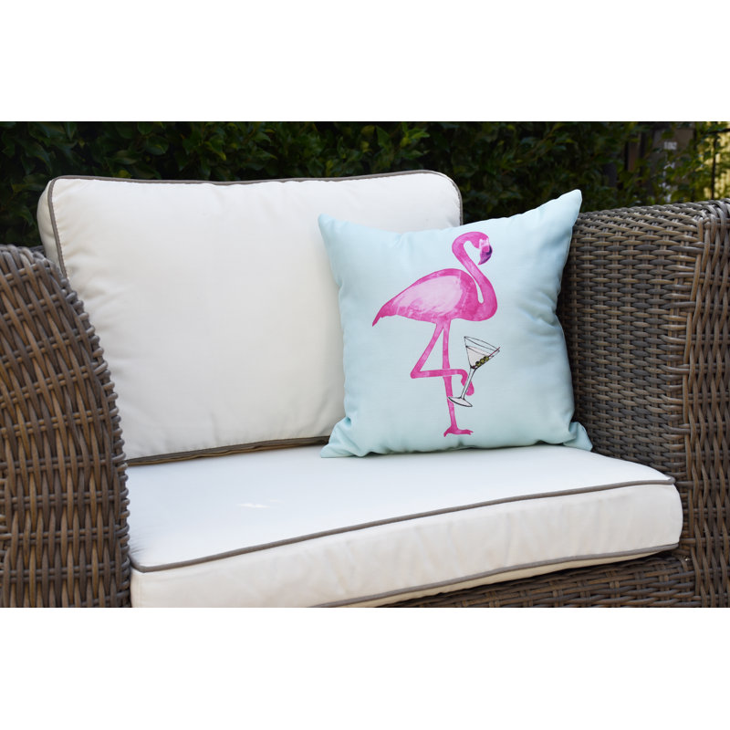Palm Beach Outdoor Reversible Throw Pillow, Aqua, 18" x 18"
