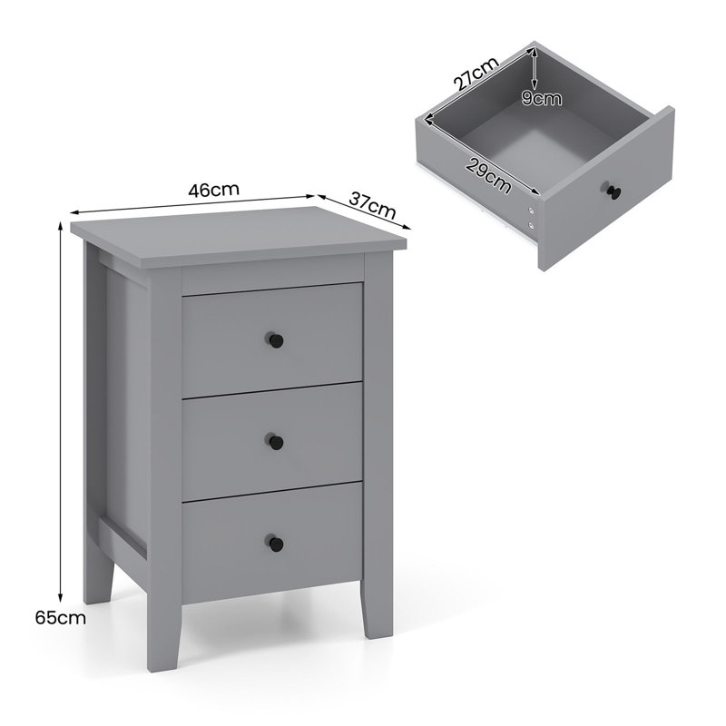 46cm W Manufactured Wood Bedside Table