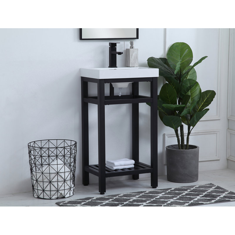 Raya 18'' Single Bathroom Vanity with Resin Top, Black