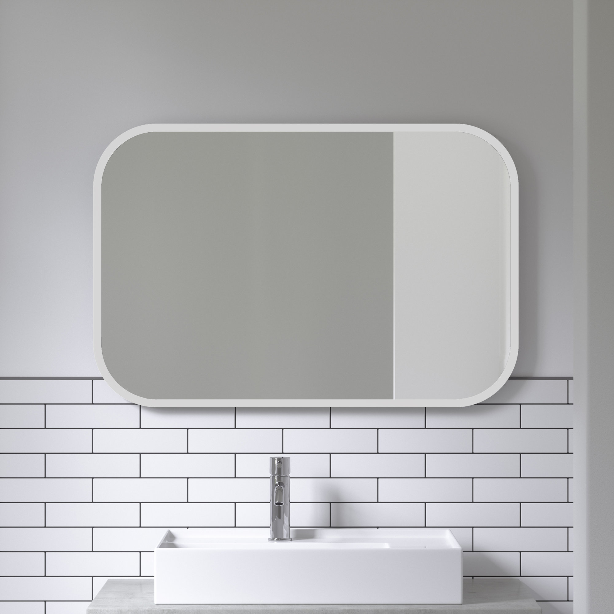 Hub Rubber Flat Mirror, White